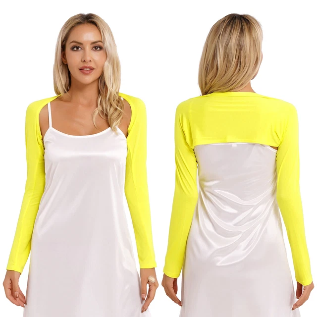 Womens Long Sleeve Bolero Shrug Crop Top Open Front Cropped Cardigan Shrug Shirt