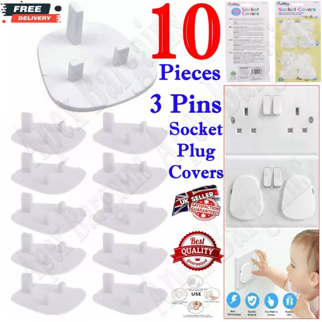 10pcs Electrical Plug Socket Protector Child Baby Safety Mains Covers UK 3 Pins