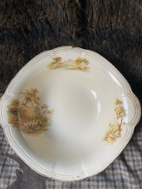 Vintage Alfred Meakin Fruit/Serving Bowl The Hay Ride Pattern 1940s