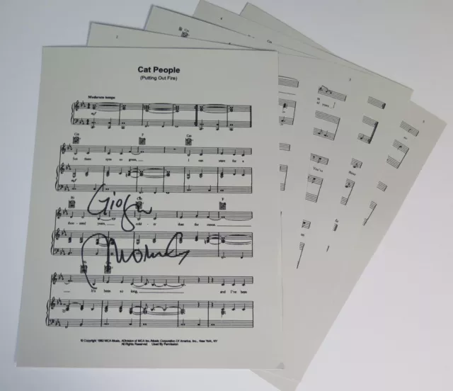 GIORGIO MORODER Signed Autograph "Cat People (Putting Out Fire)" Sheet Music JSA