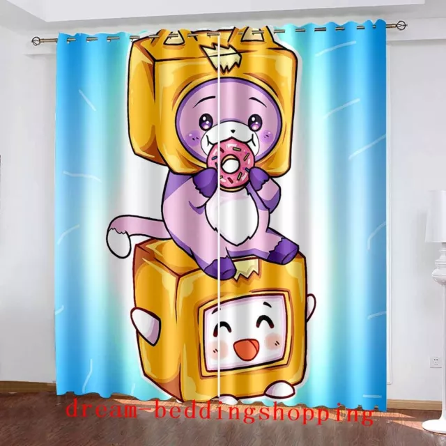 Lankybox Rocky Foxy Kids Bedroom Curtains Ring Blackout Door Decor UV Protect