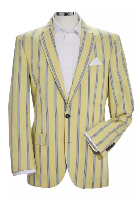 Samuel Windsor Yellow Blazer 46L Jacket Regatta Stripe Striped Cotton Casual Men