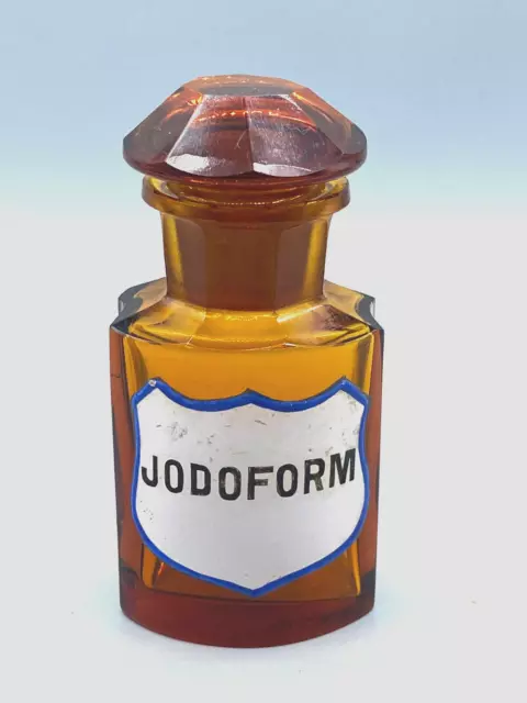 Antique JODOFORM Poison Drug Bottle ☠ glass apothecary jar