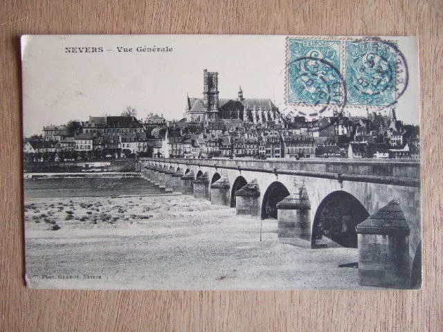 Cpa Nevers (58) General View. Bridge. Cathedral Saint Cyr And Saint Julitte