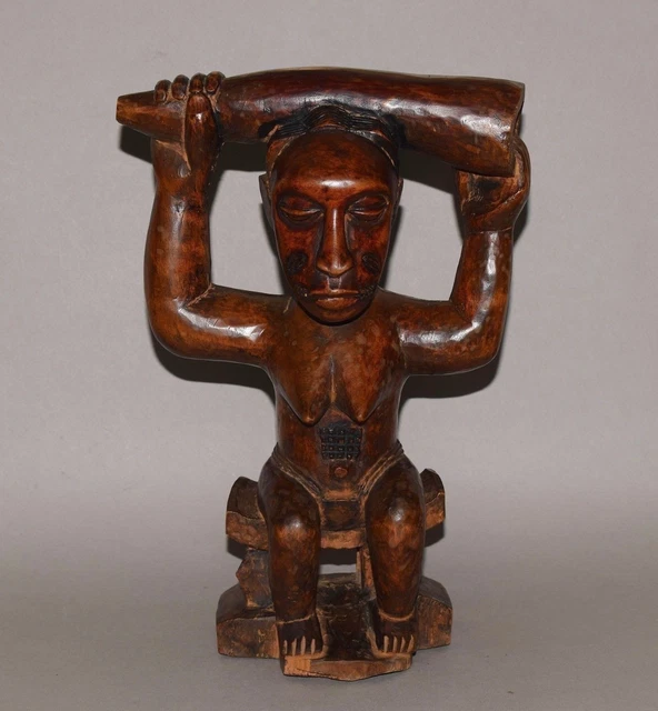 Statuette femme africaine en bois – Sculpture ethnique décoration intérieure main image 1