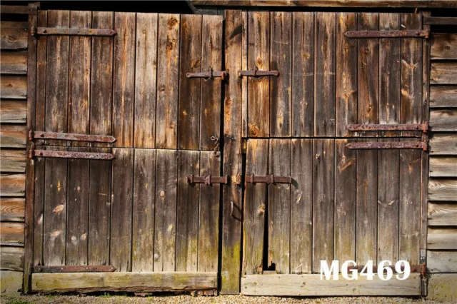 Vinyl Studio Props Rustic Farmhouse Barn Wood Door Backdrop Photo Background