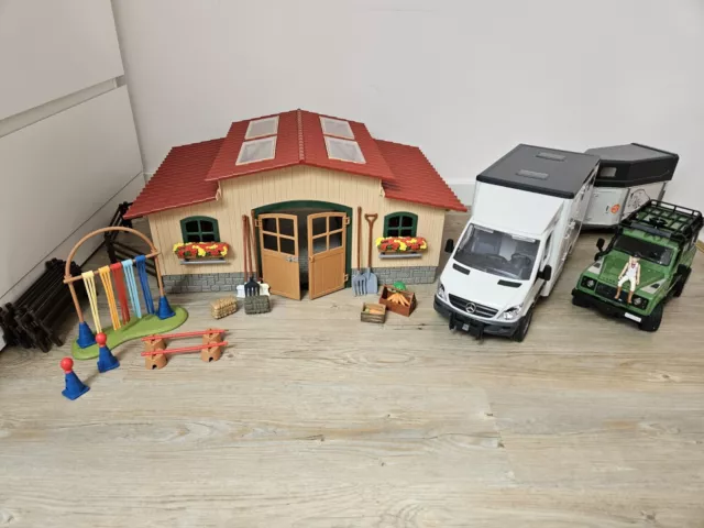 Schleich Farm World Reiterhof Bruder Land Rover Pferdetransporter Zubehör