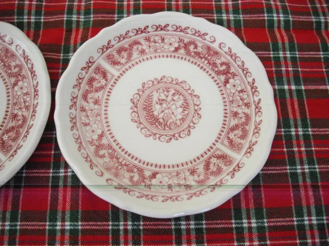 Vintage Syracuse China Strawberry Hill Red Flowers 5 1/2" Plates ~ Set of 2 ~ 3