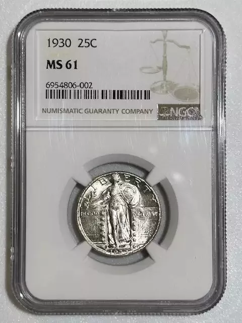 1930 P Standing Liberty Quarter NGC MS-61 White Coin. Great Luster!