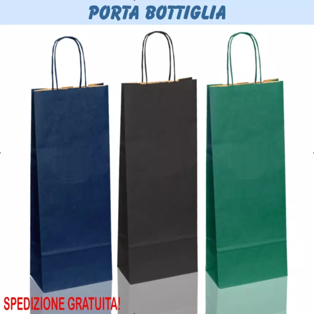 Borsa Shopper Sacchetto Di Carta Porta Bottiglia Manico Cordino