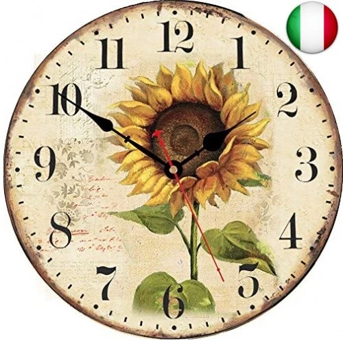 VIKMARI Vintage Fiori Stile Orologi da Parete Decorativo di Legno Floreale
