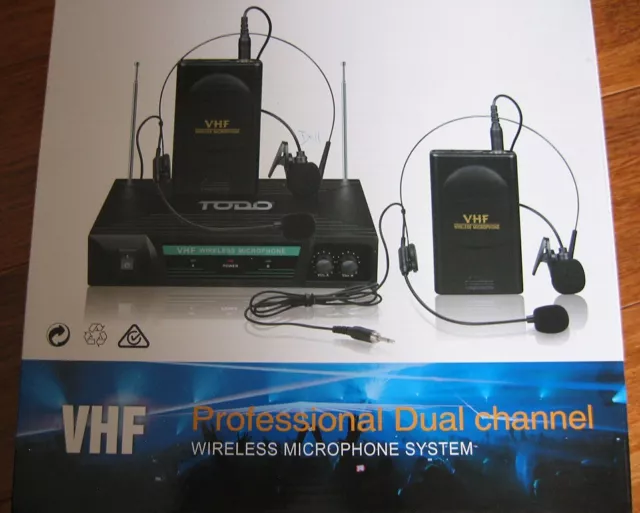 TODO Dual Channel VHF Wireless Twin Head Mic Microphone System TJP-LL52 Headset