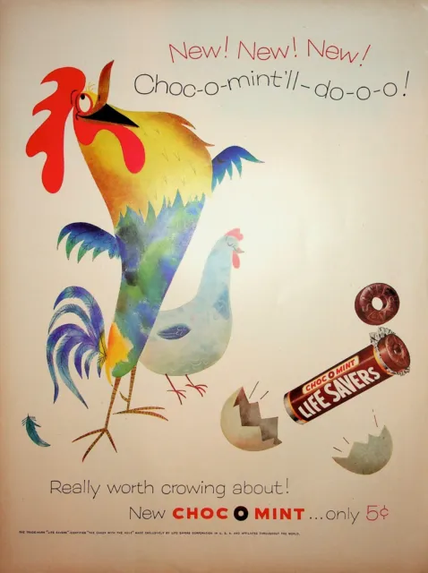 Original Life Savers Ad: Choc-o-mint; Rooster