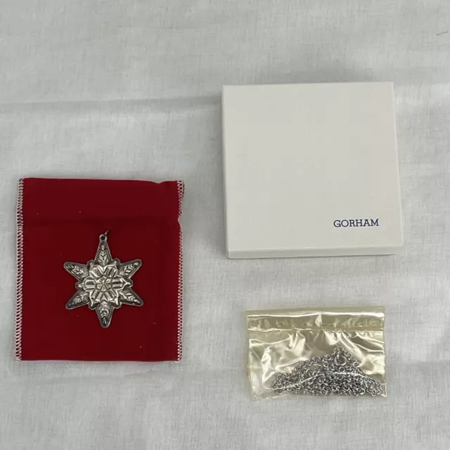 NEW Mini Size 1970 Gorham Snowflake Ornament Sterling Silver With Pouch & Box