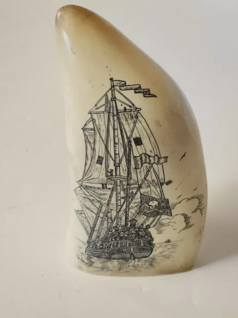 Nice GASPAR Double Sided Pirate/Pirate Ship Scrimshaw