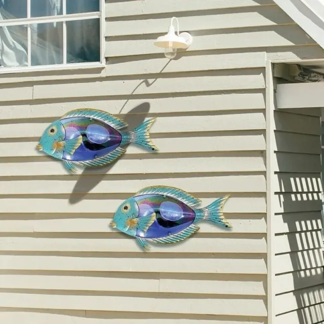 Metal and Glass Hanging Fish Sculpture
