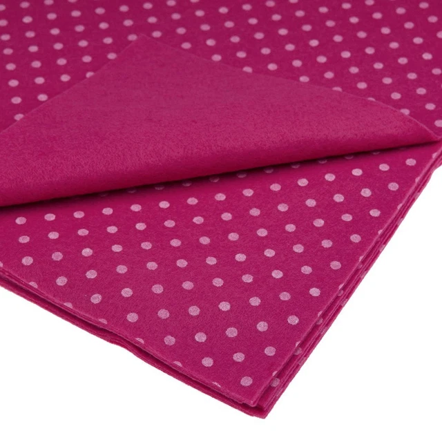 Bastelfilz mit Tupfen 30x40cm Dekofilz Filzplatten Filzstoff 1mm, pink fuchsia