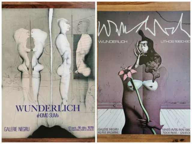 Paul Wunderlich 2 Affiches Exposition Exhibition Poster 1978 1980