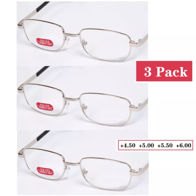 3 pcs Reading Glasses Gold Metal Frame Eyewear Qualilty +4.50 +5.00 +5.50 +6.00