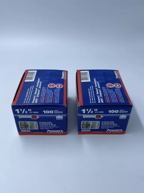 2 Boxes 100 Ct. of 1 1/2" Drive Pins For Powers, Ramset Remingtom Hilti Simpson