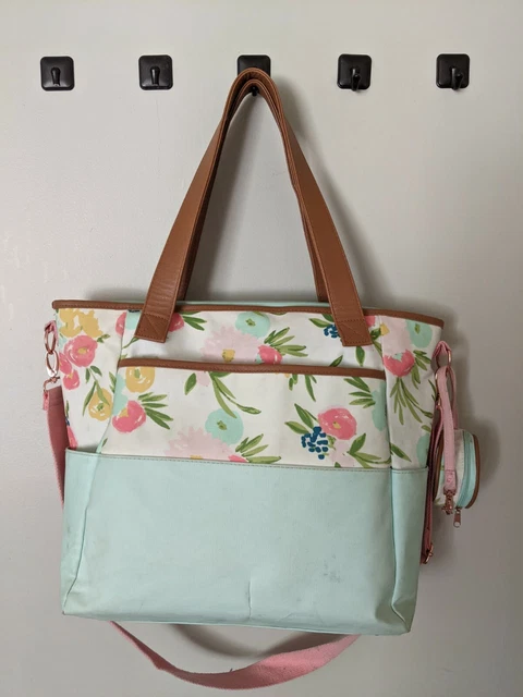 Cloud island floral tote diaper on sale bag