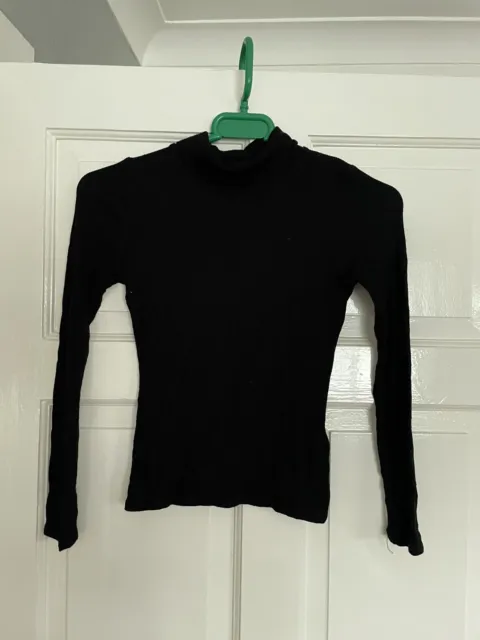 Girls Black Roll Neck Long Sleeve Top Age 8-9 Years From Marks And Spencer Vgc