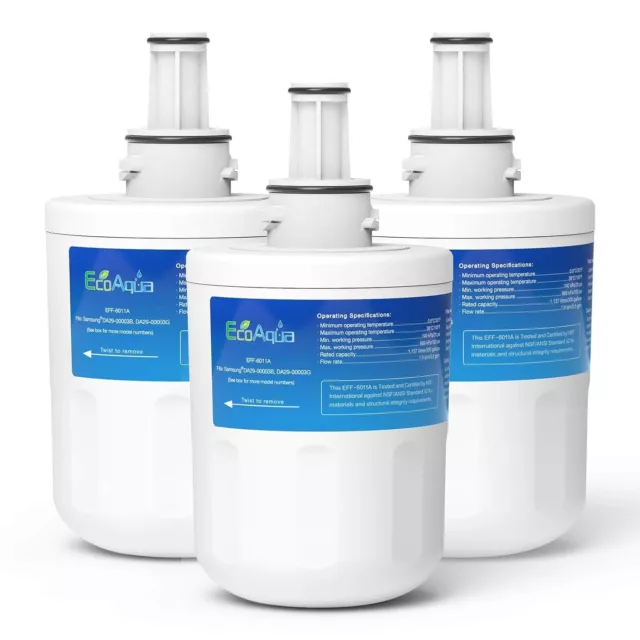 EcoAqua EFF-6011A Fridge Water Filter Compatible with Samsung DA29-00003G - 3 Pk