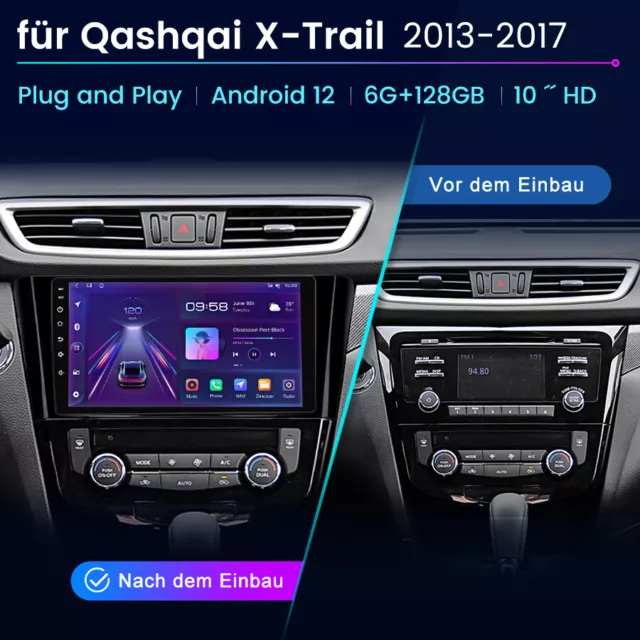 10.1"Android 12 Autoradio DAB Carplay GPS Navi for Nissan X-Trail Qashqai Rogue 2