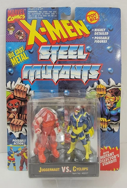 Marvel X-Men Steel Mutants Juggernaut vs Cyclops Die cast Figures 1994 Toy Biz