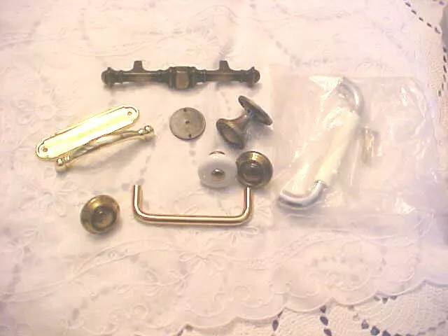 Cabinet Pull Handles Lot of 8 Mixed Styles Cupboard Drawer Knob No Hardware Used