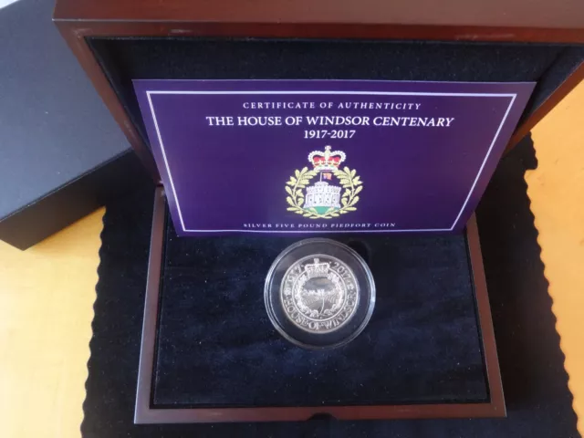 2017 Silver Proof Isle Of Man £5 Piedfort Coin Box + Coa House Of Windsor