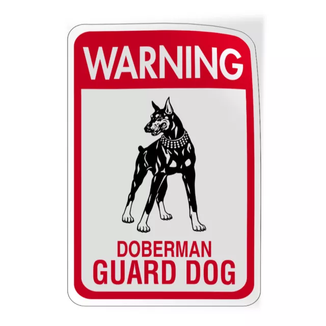 Vertical Vinyl Stickers Warning Doberman Guard Dog Pet Animal Safety Sign Label