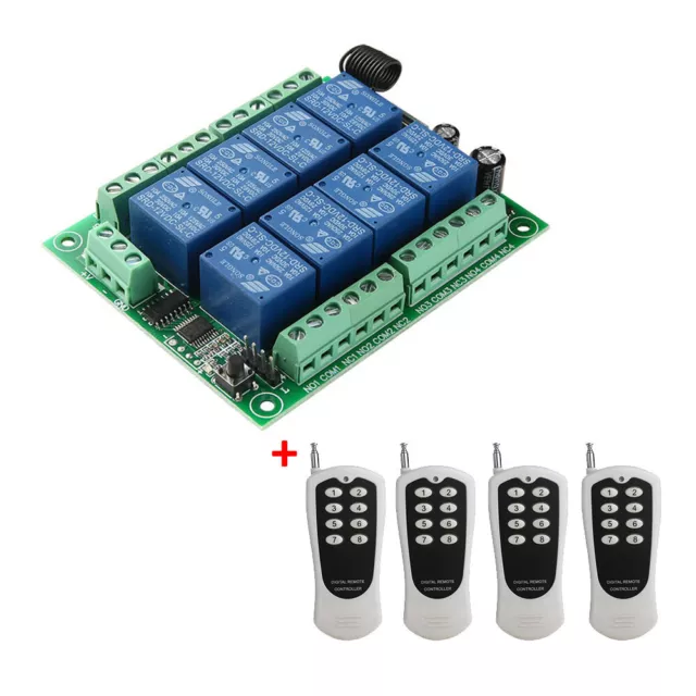 12V 8 Kanal Wireless Funk-Fernbedienung Schalter Handsender mit Empfänger Modul