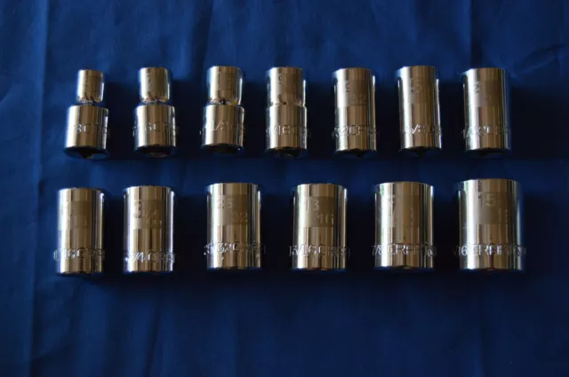 Craftsman 13 PC 1/2 Dr 12 PT Socket Laser 3/8 TO 15/16" 19/32,21/32,25/32 619