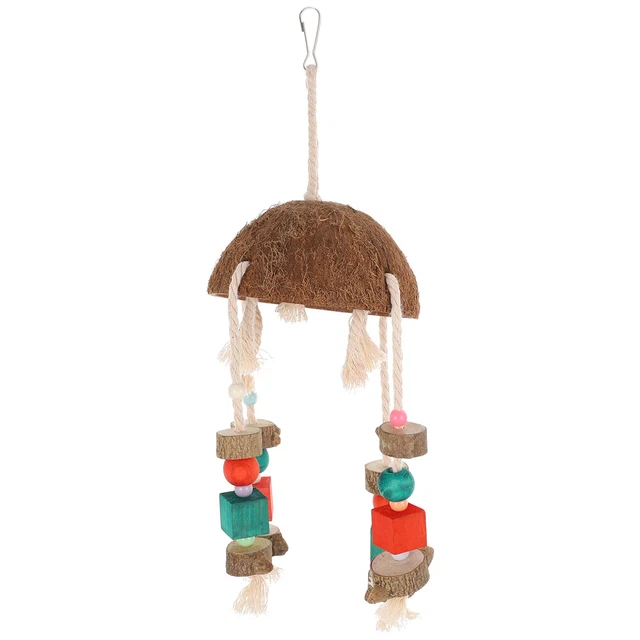 1pc Holz Hängen Glocke Spielzeug Vogel Kauen Spielzeug Holz Kauen Spielzeug
