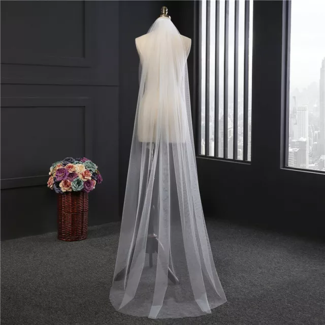 1/2 Layer Floor Long Wedding veil Bridal Prom Veil W/Comb White Ivory 3M 3