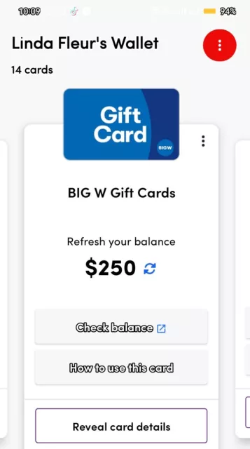 Big w clearance gift card