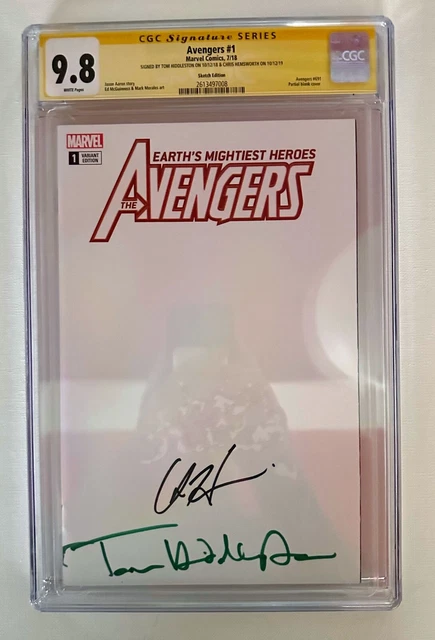 Avengers #1 CGC SS 9.8 Sketch Cover Signed Chris Hemsworth & Tom Hiddleston 🔥