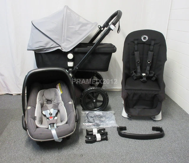 BUGABOO CAMELEON 3 Full Travel System in Tru Black. Silver Hood