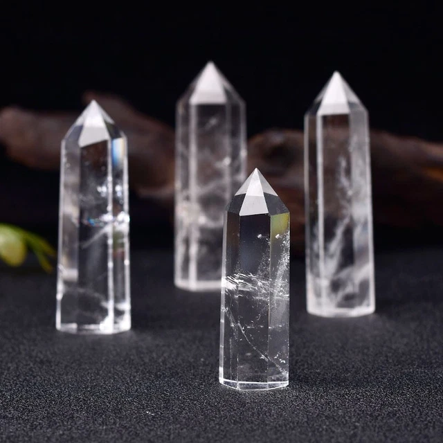Natural Clear Quartz Healing Obelisk Crystal Wands Reiki Tower Point Decoration