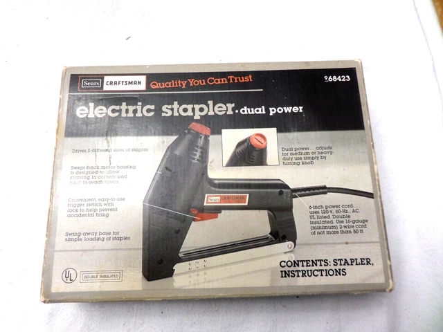 Pistola grapadora eléctrica Sears Craftsman 9-68423 doble potencia con manual