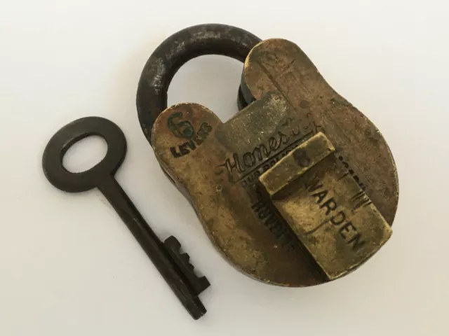 Lock Vintage Brass Padlock With Key Rich Patina Collectible 6 Lever Honesty