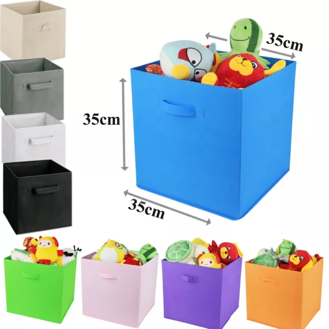 Collapsible Cube Storage Boxes Kids Toys Carry Handles Basket Bits Bobs Organise