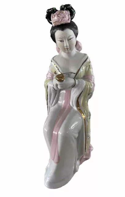 Vintage MCM Porcelain Asian Geisha Girl Japanese Figurine Signed