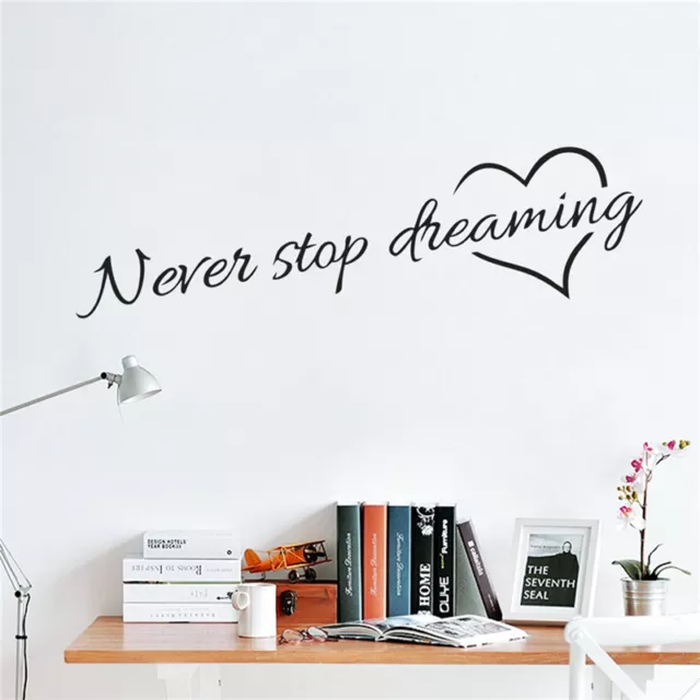 NEVER STOP DREAMING Wall Stickers Room Quotes Home Decor DIY Art ...