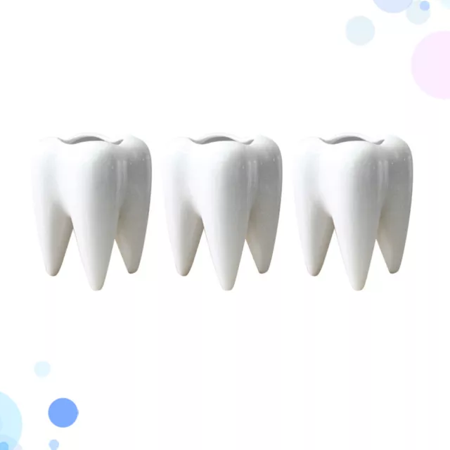 3 Pcs Decorative Flower Pot Dental Desk Organizer Molar Vase Ceramic Flower Pot