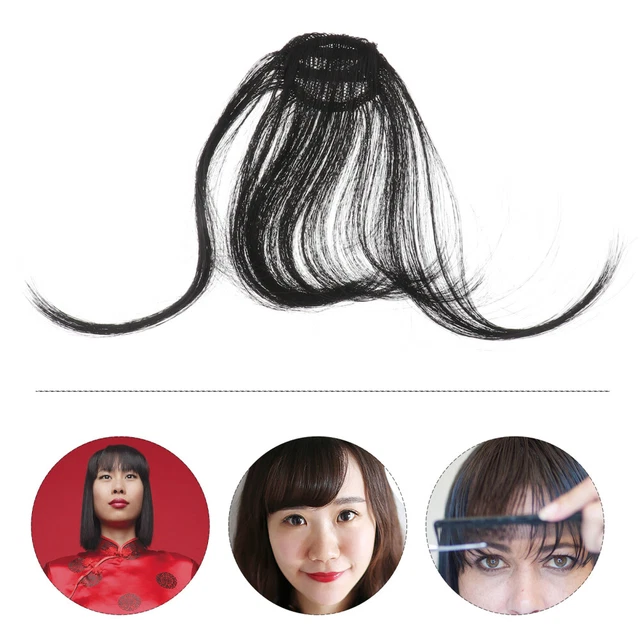Extensiones de cabello con clip de cola de caballo falso para mujer rubio bangs humanos