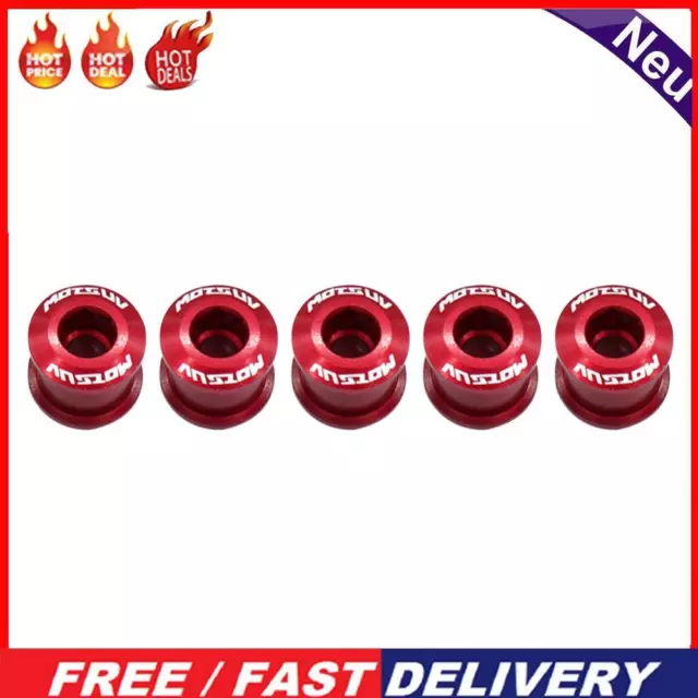 5pcs Bike Chainring Bolts Single Double Ring Chainring Bolts (4.9mm Red)