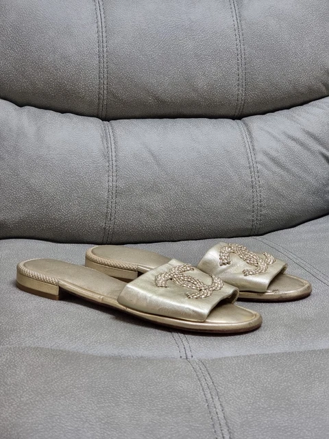 SANDALI CHANEL trasparenti con dettaglio oro CC sul tallone taglia 37 5 UK 4 5 EUR 337 68 PicClick IT