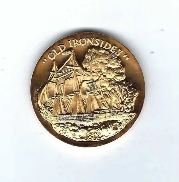 U.s.s. Frigate Constitution Old Ironsides War Of 1812 24K Gold Bronze Medal Coin